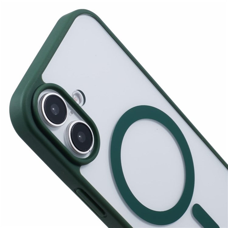 For iPhone 16 Case Compatible with MagSafe Shockproof PC+TPU Clear Phone Cover - Green