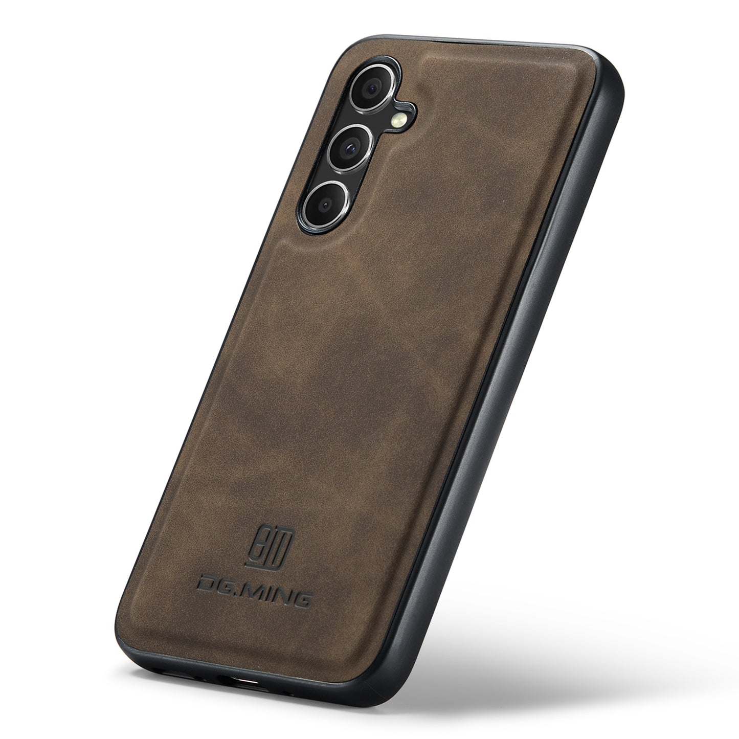 DG.MING For Samsung Galaxy A16 5G / A16 4G Case PU Leather Covered PC+TPU Hybrid Phone Shell - Coffee