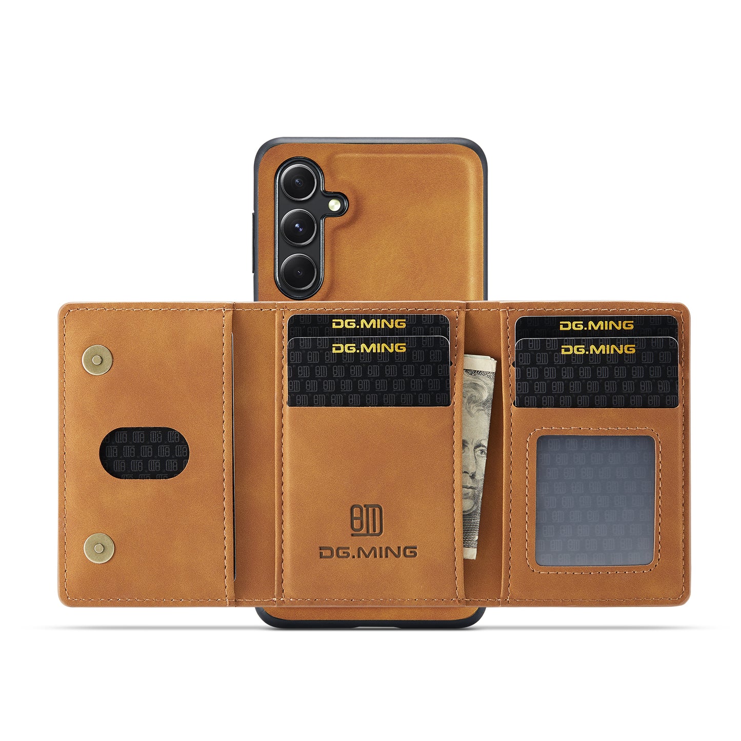 DG.MING M2 Series for Samsung Galaxy A16 5G / A16 4G Case PU+PC+TPU Phone Cover Detachable Wallet - Brown