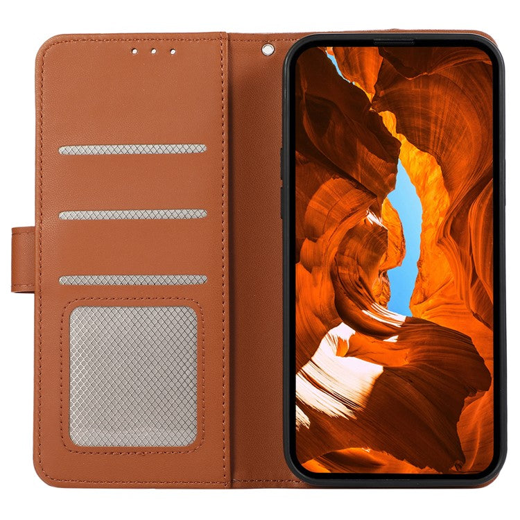 For Xiaomi Poco C75 4G / Redmi 14R 5G / 14C 4G Case RFID Blocking Flip Leather Phone Cover - Brown