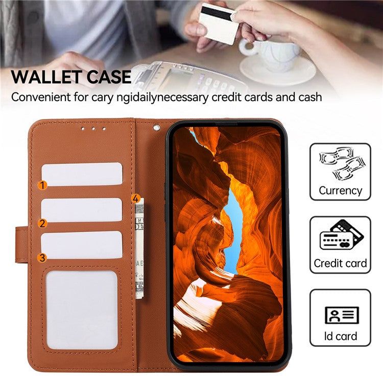 For Xiaomi Poco C75 4G / Redmi 14R 5G / 14C 4G Case RFID Blocking Flip Leather Phone Cover - Brown