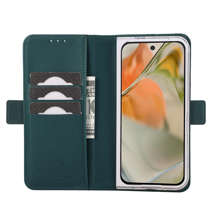 ABEEL Style A02 For Google Pixel 9 Pro Fold 5G Stand Case PC+PU Leather RFID Blocking Wallet Phone Cover - Green