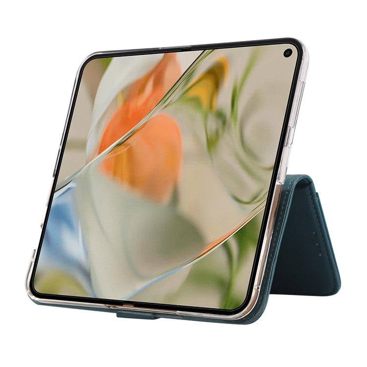 ABEEL Style A02 For Google Pixel 9 Pro Fold 5G Stand Case PC+PU Leather RFID Blocking Wallet Phone Cover - Green