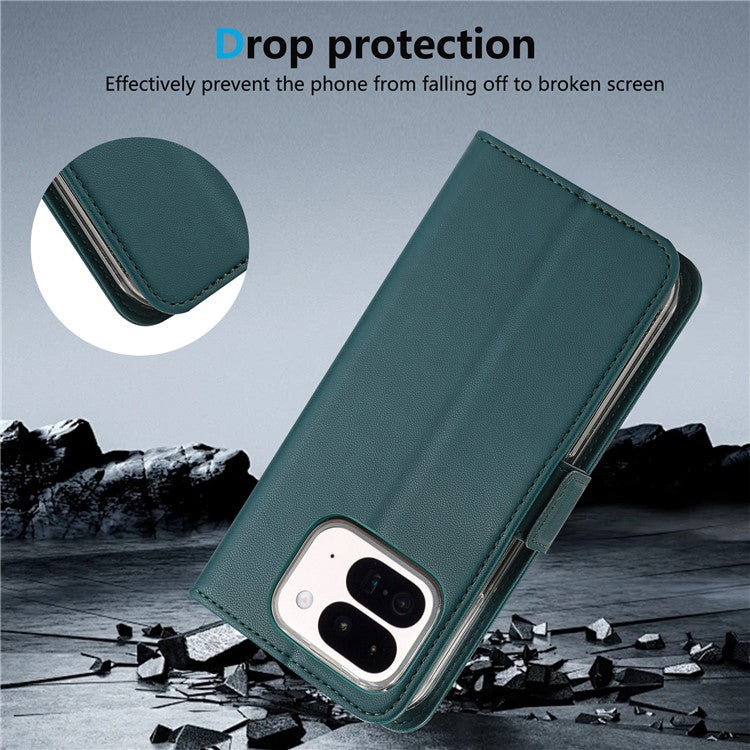 ABEEL Style A02 For Google Pixel 9 Pro Fold 5G Stand Case PC+PU Leather RFID Blocking Wallet Phone Cover - Green