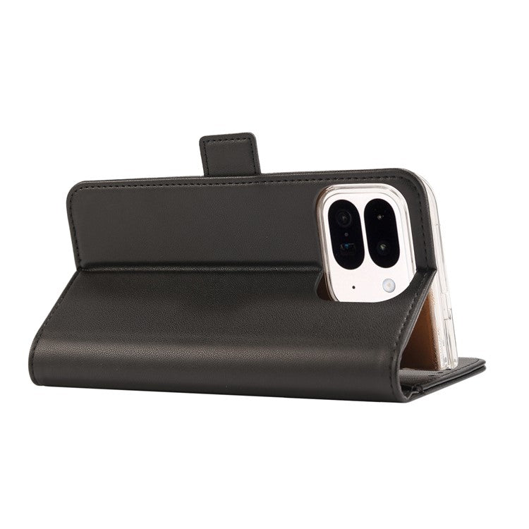 ABEEL Style A02 For Google Pixel 9 Pro Fold 5G Stand Case PC+PU Leather RFID Blocking Wallet Phone Cover - Black