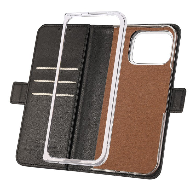 ABEEL Style A02 For Google Pixel 9 Pro Fold 5G Stand Case PC+PU Leather RFID Blocking Wallet Phone Cover - Black