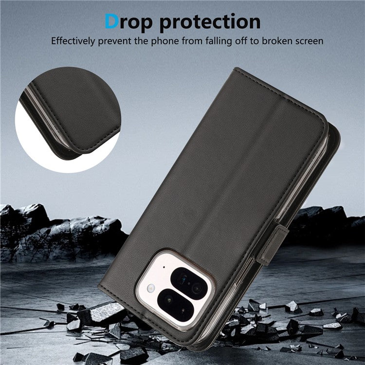 ABEEL Style A02 For Google Pixel 9 Pro Fold 5G Stand Case PC+PU Leather RFID Blocking Wallet Phone Cover - Black