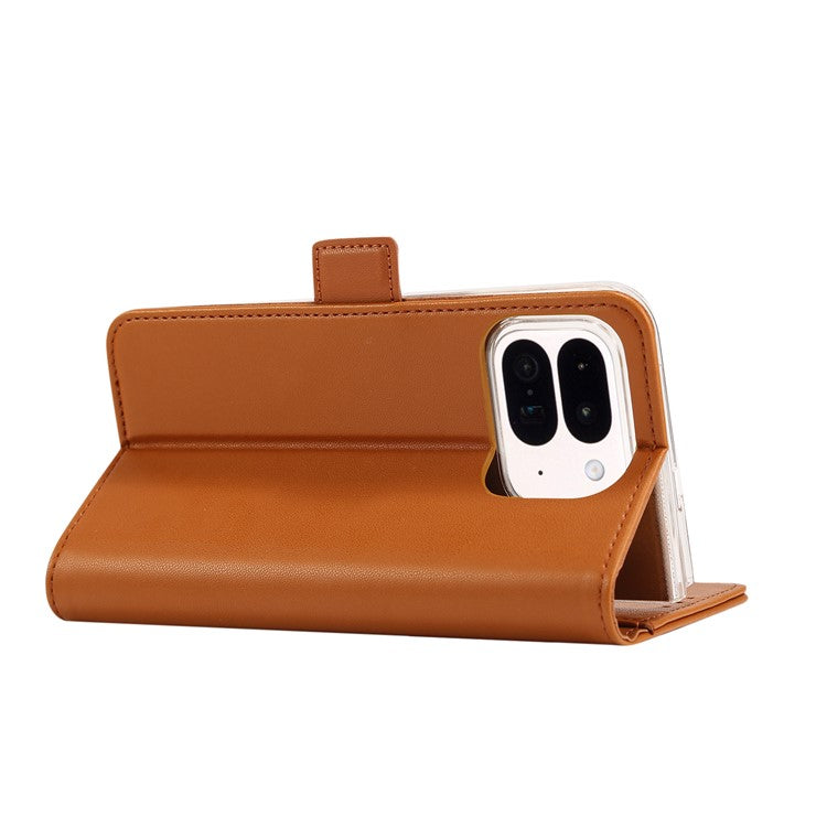 ABEEL Style A02 For Google Pixel 9 Pro Fold 5G Stand Case PC+PU Leather RFID Blocking Wallet Phone Cover - Khaki