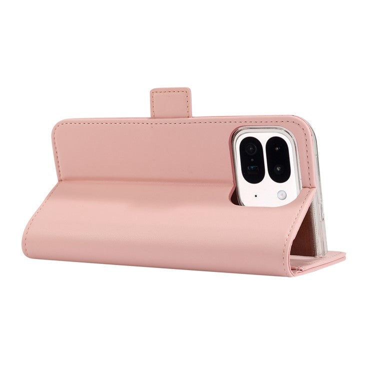 ABEEL Style A02 For Google Pixel 9 Pro Fold 5G Stand Case PC+PU Leather RFID Blocking Wallet Phone Cover - Pink