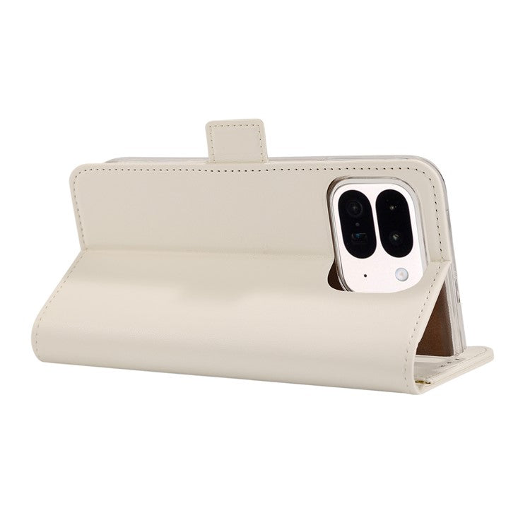 ABEEL Style A02 For Google Pixel 9 Pro Fold 5G Stand Case PC+PU Leather RFID Blocking Wallet Phone Cover - White