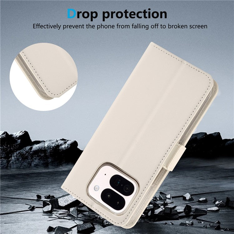 ABEEL Style A02 For Google Pixel 9 Pro Fold 5G Stand Case PC+PU Leather RFID Blocking Wallet Phone Cover - White