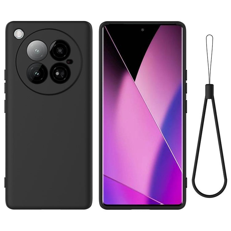 For Infinix Zero 40 4G Case Liquid Silicone Anti-Scratch Phone Cover with Hand Strap - Black