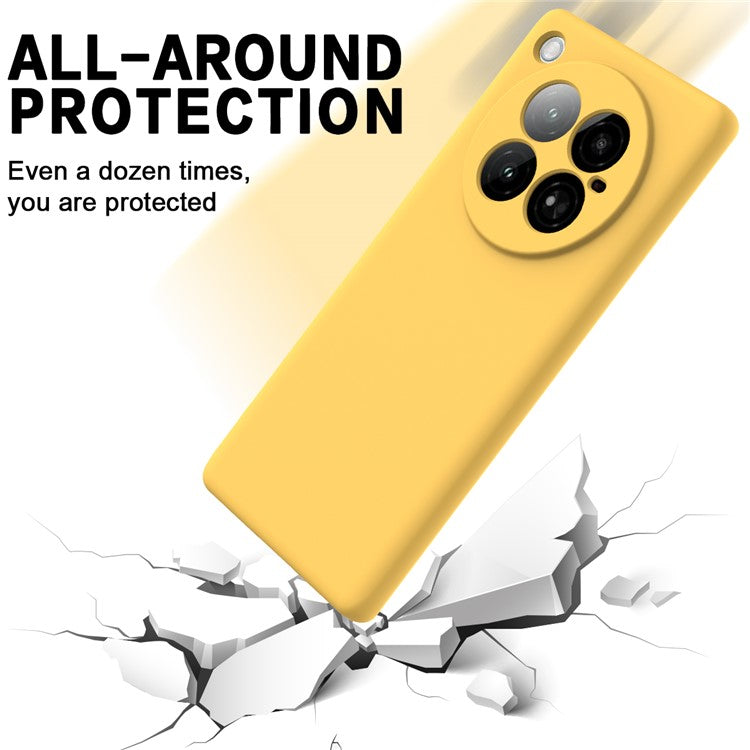 For Infinix Zero 40 4G Case Liquid Silicone Anti-Scratch Phone Cover with Hand Strap - Yellow