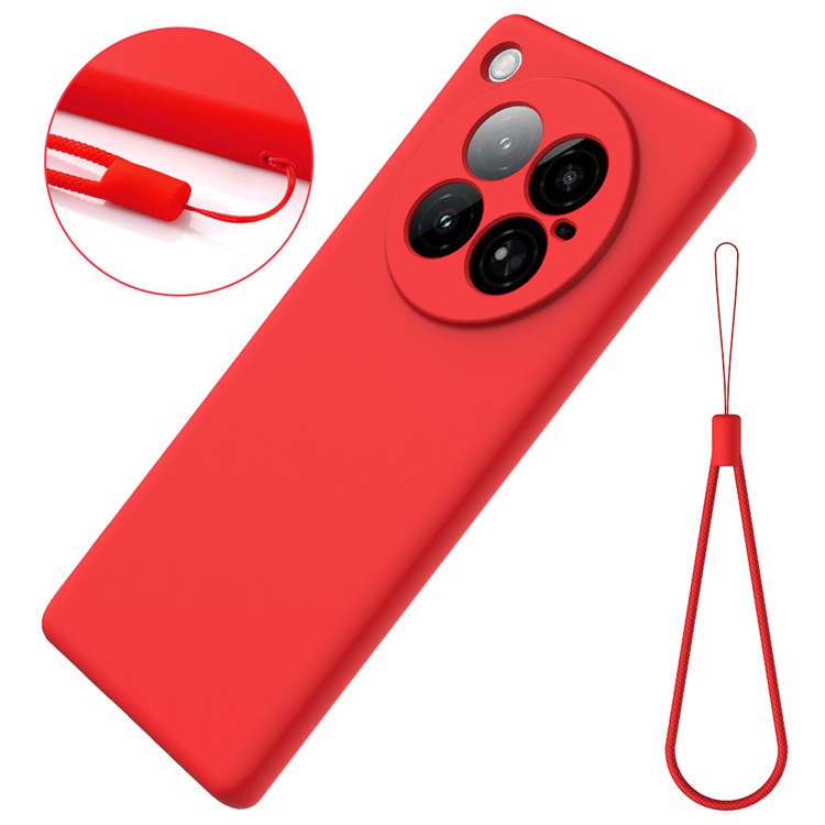 For Infinix Zero 40 4G Case Liquid Silicone Anti-Scratch Phone Cover with Hand Strap - Red