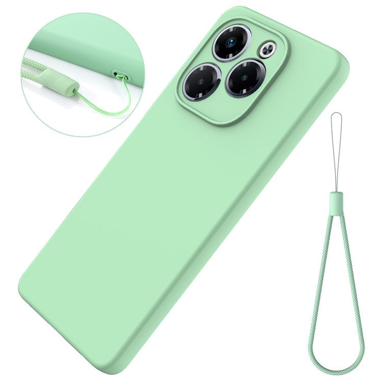 For Infinix Note 40X 5G Case Liquid Silicone Anti-Scratch Phone Cover with Hand Strap - Green