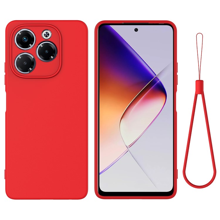 For Infinix Note 40X 5G Case Liquid Silicone Anti-Scratch Phone Cover with Hand Strap - Red