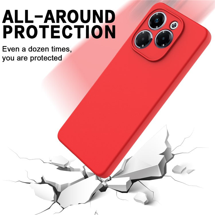 For Infinix Note 40X 5G Case Liquid Silicone Anti-Scratch Phone Cover with Hand Strap - Red