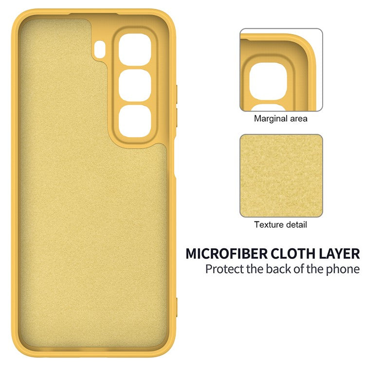 For Infinix Hot 50 4G Case Liquid Silicone Anti-Scratch Phone Cover with Hand Strap - Yellow