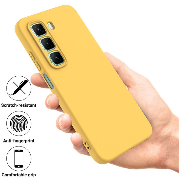 For Infinix Hot 50 5G Case Liquid Silicone Anti-Scratch Phone Cover with Hand Strap - Yellow