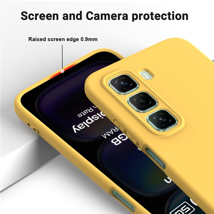 For Infinix Hot 50 5G Case Liquid Silicone Anti-Scratch Phone Cover with Hand Strap - Yellow