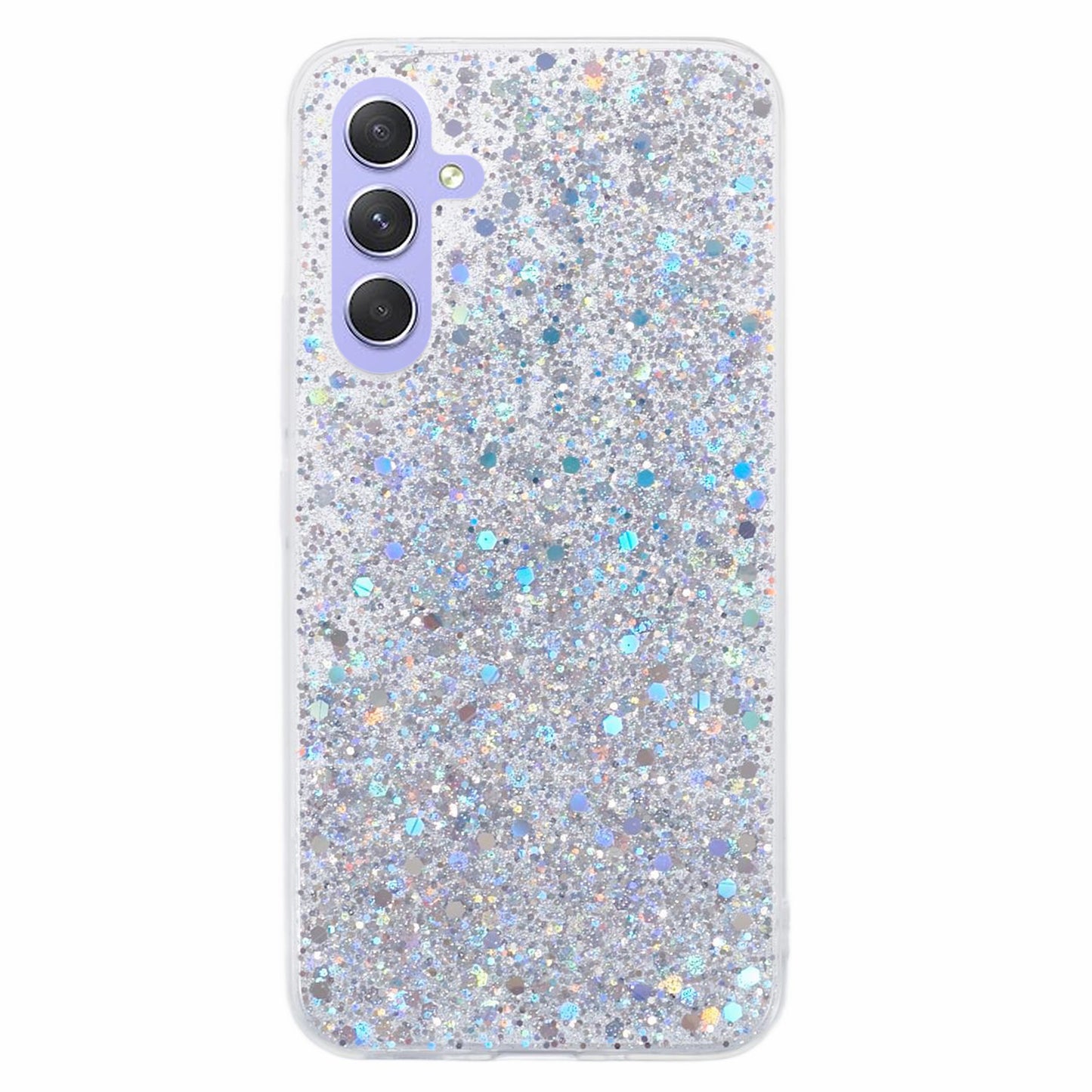 For Samsung Galaxy A16 5G / A16 4G Case Shockproof Soft TPU Phone Cover Glittery Design - Silver