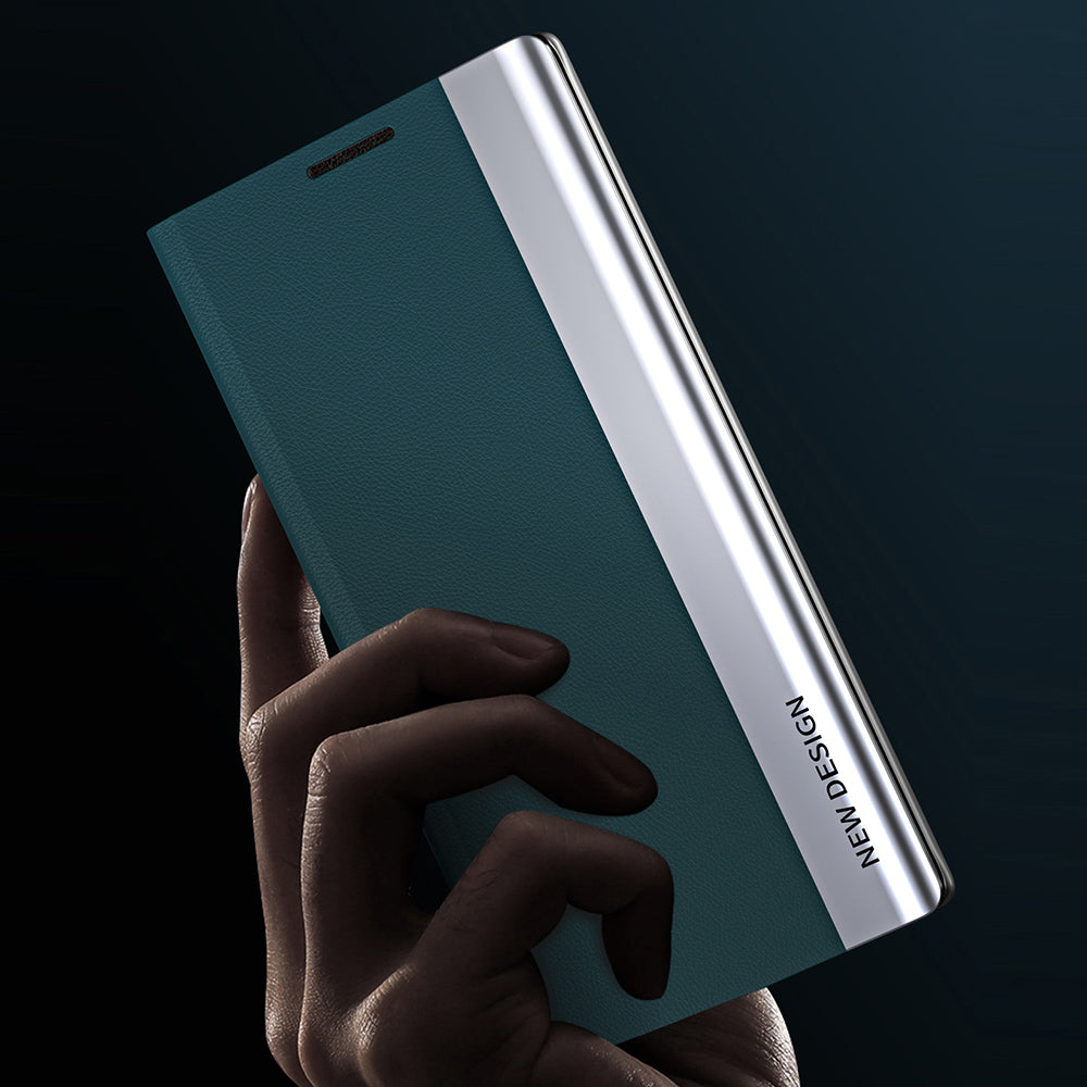 For Samsung Galaxy A06 Case Anti-Drop Leather Phone Cover with Stand - Green