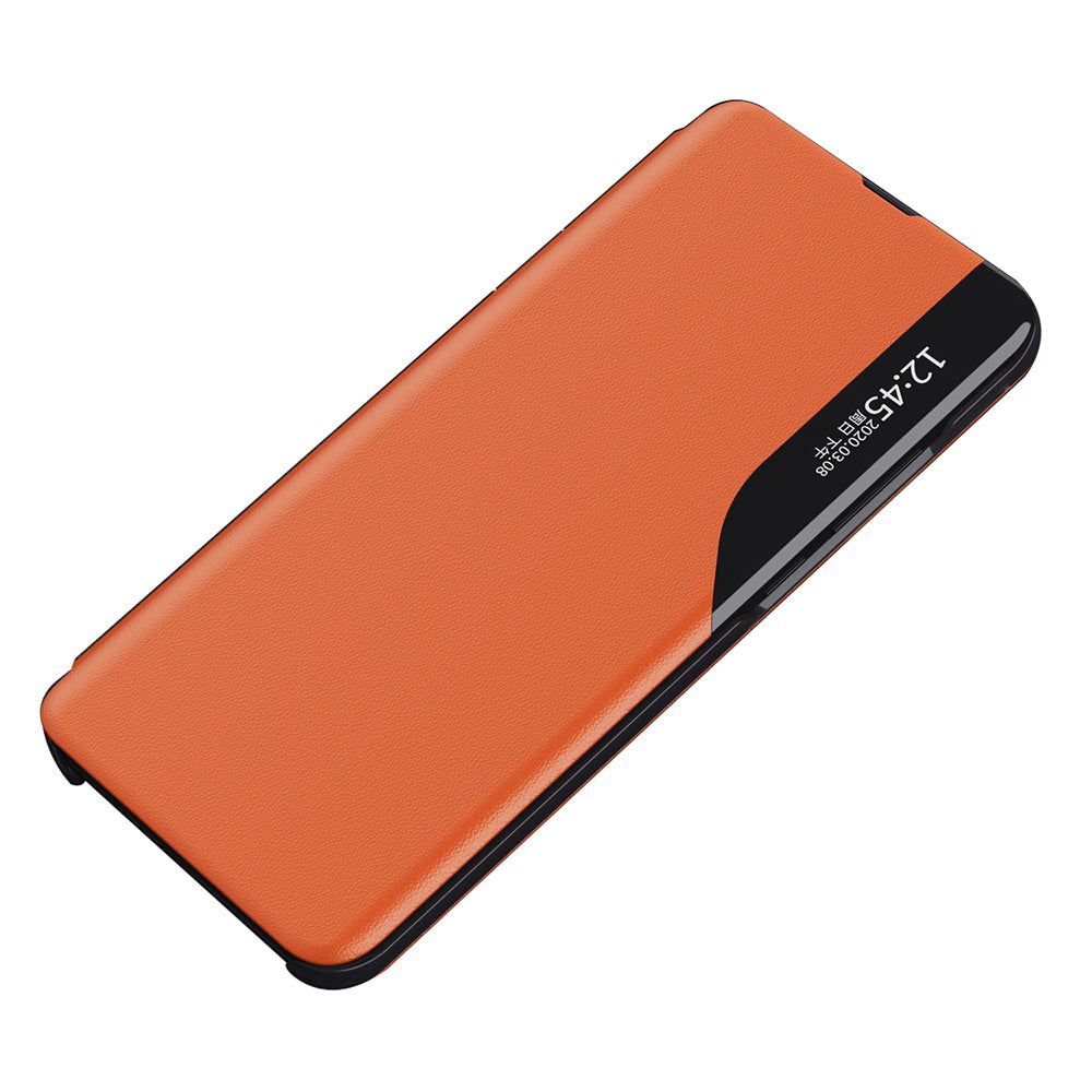 For Samsung Galaxy A06 Case View Window Full Protection Leather Phone Cover - Orange