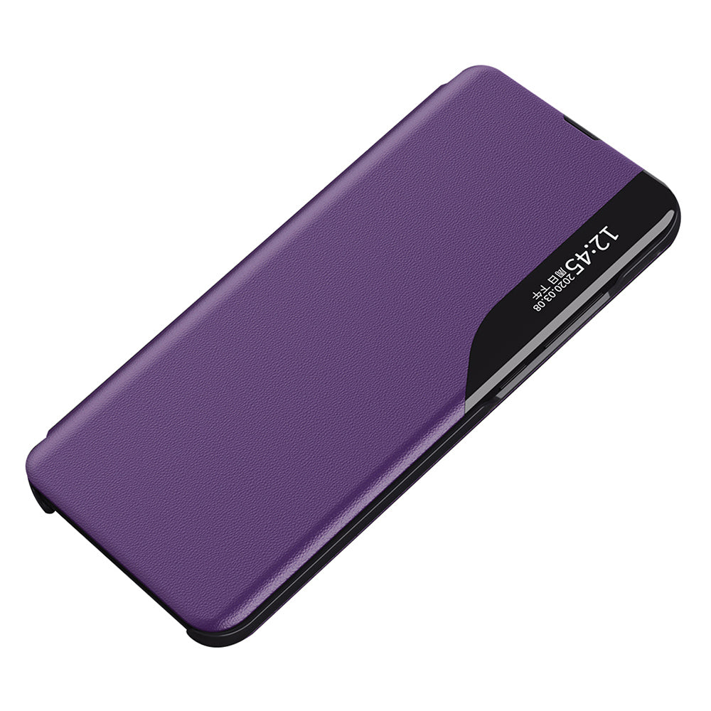 For Samsung Galaxy A06 Case View Window Full Protection Leather Phone Cover - Purple