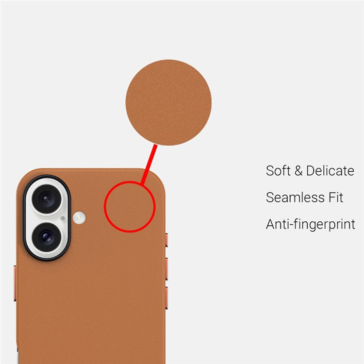 KZDOO For iPhone 16 Case Compatible with MagSafe PU+PC Shockproof Phone Cover - Brown