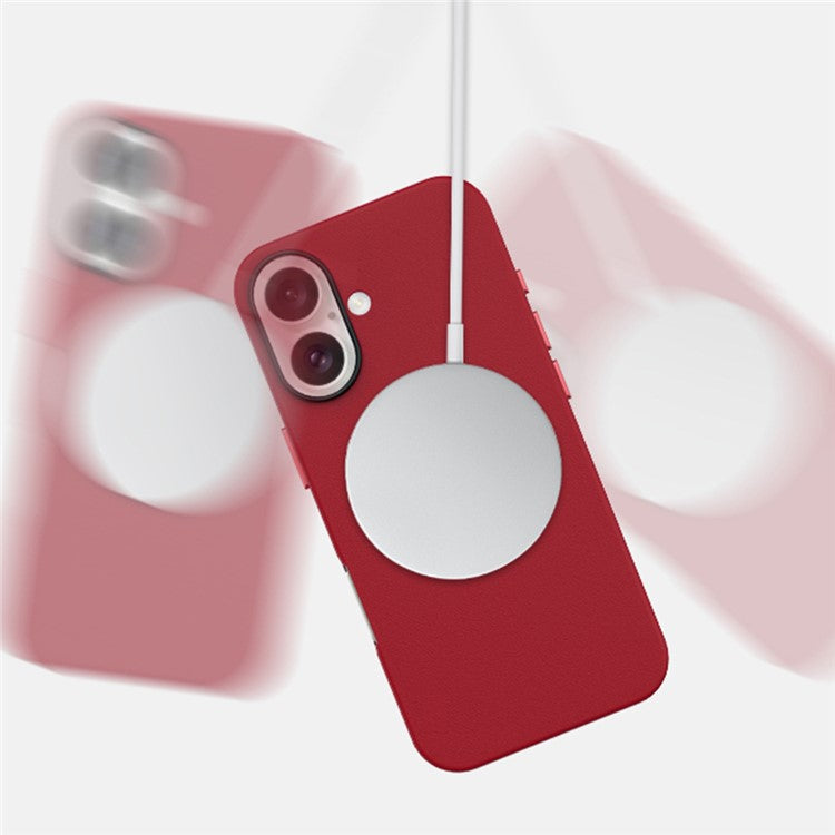 KZDOO For iPhone 16 Case Compatible with MagSafe PU+PC Shockproof Phone Cover - Red