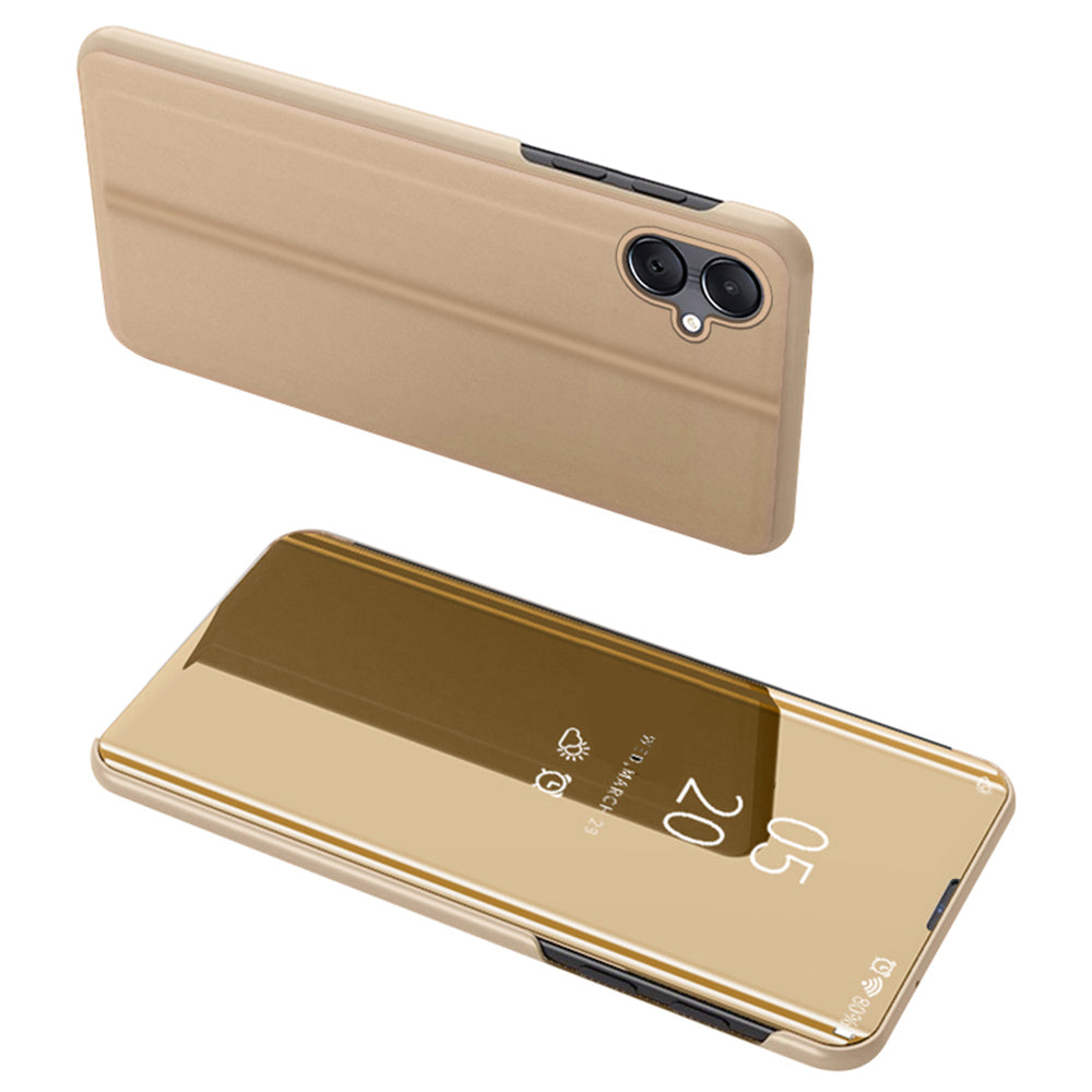 For Samsung Galaxy A06 Case View Window Stand Leather Flip Phone Cover - Gold