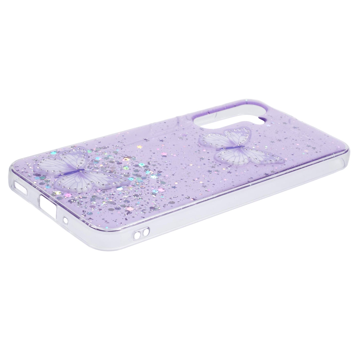 AW Series For Samsung Galaxy A16 5G / A16 4G Case Epoxy PVC Butterfly TPU Aesthetics Phone Cover - Purple