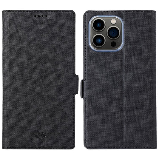 VILI DMK Series for iPhone 16 Pro Case Stand Wallet Leather Phone Cover - Black