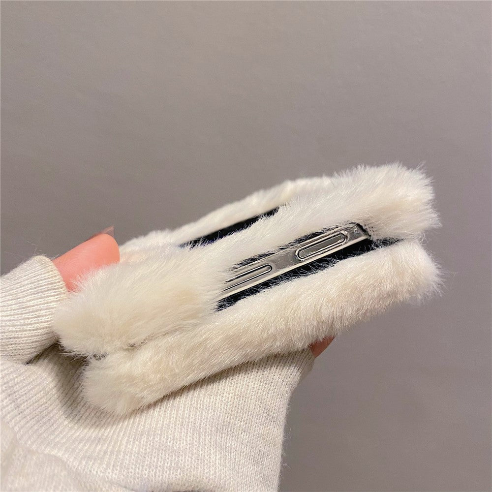 KJS-020 For Samsung Galaxy Z Flip7 FE 5G / Z Flip6 5G Case Humorous Face Soft Plush Hard PC Phone Cover - White