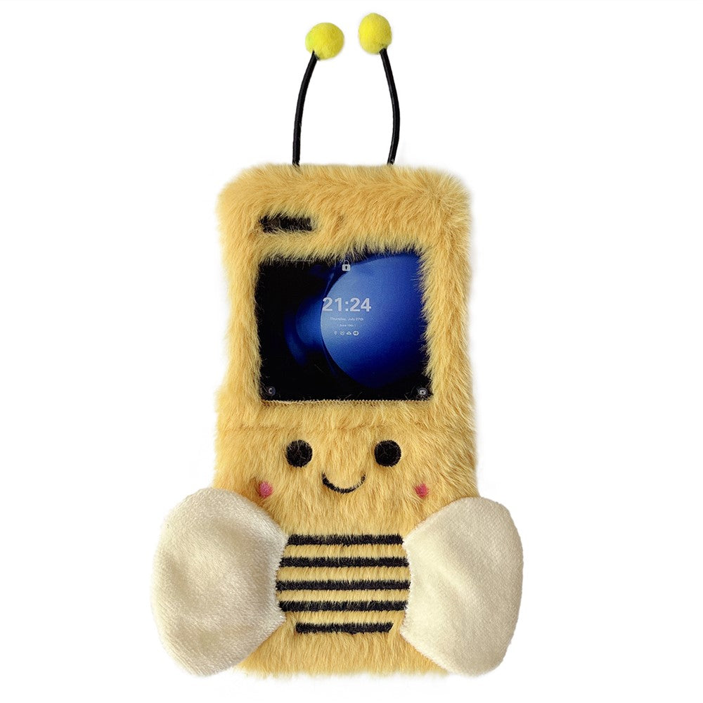 KJS-026 For Samsung Galaxy Z Flip7 FE 5G / Z Flip6 5G Case Bee Pattern Plush+TPU Phone Cover