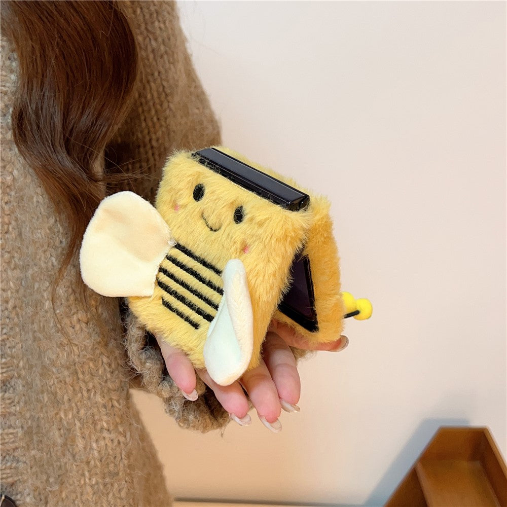 KJS-026 For Samsung Galaxy Z Flip7 FE 5G / Z Flip6 5G Case Bee Pattern Plush+TPU Phone Cover