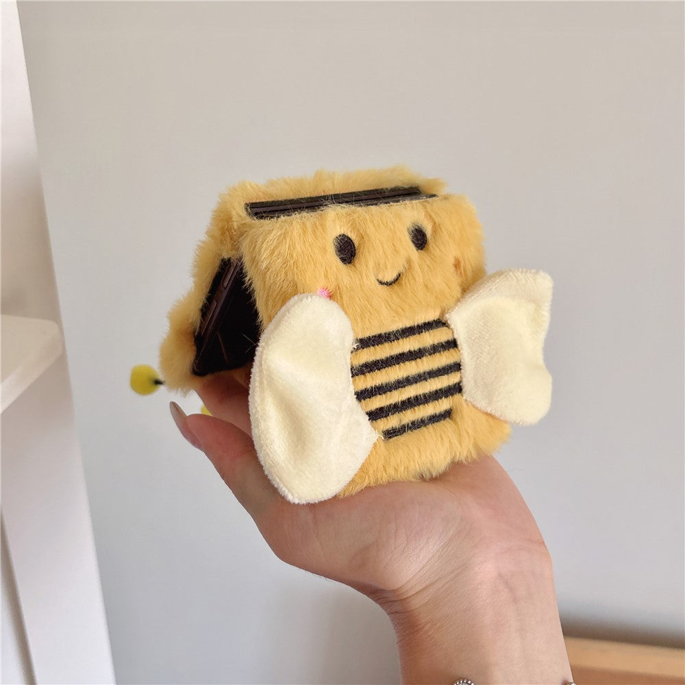 KJS-026 For Samsung Galaxy Z Flip7 FE 5G / Z Flip6 5G Case Bee Pattern Plush+TPU Phone Cover