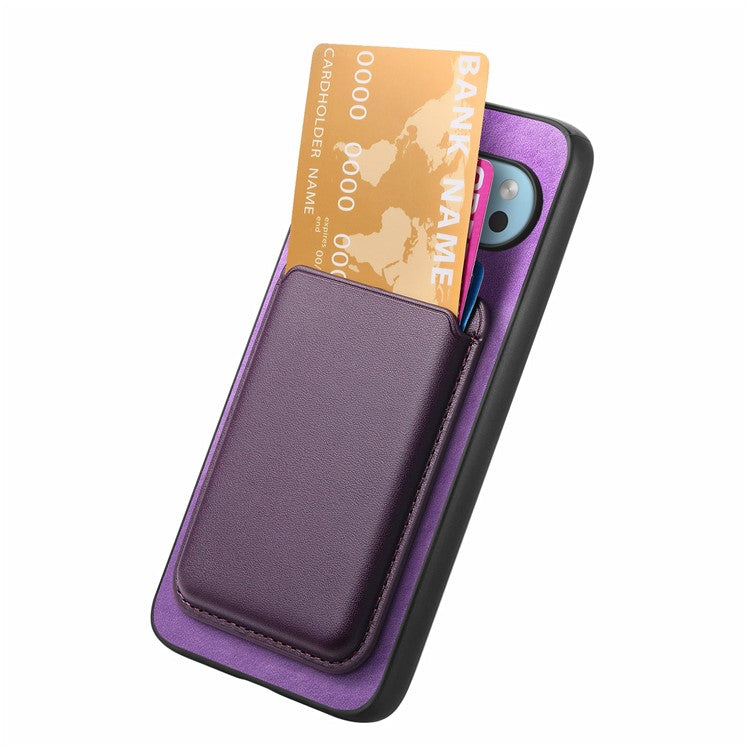 For Google Pixel 9 Pro XL Case Detachable Magnetic Card Bag Leather+TPU Phone Cover - Purple