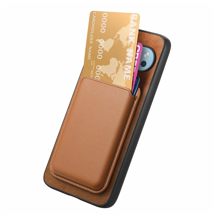 For Google Pixel 9 Pro XL Case Detachable Magnetic Card Bag Leather+TPU Phone Cover - Brown