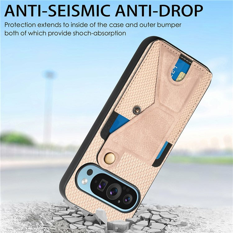 For Google Pixel 9 Pro XL Case K-Shaped Kickstand Leather+PC+TPU Phone Cover - Black