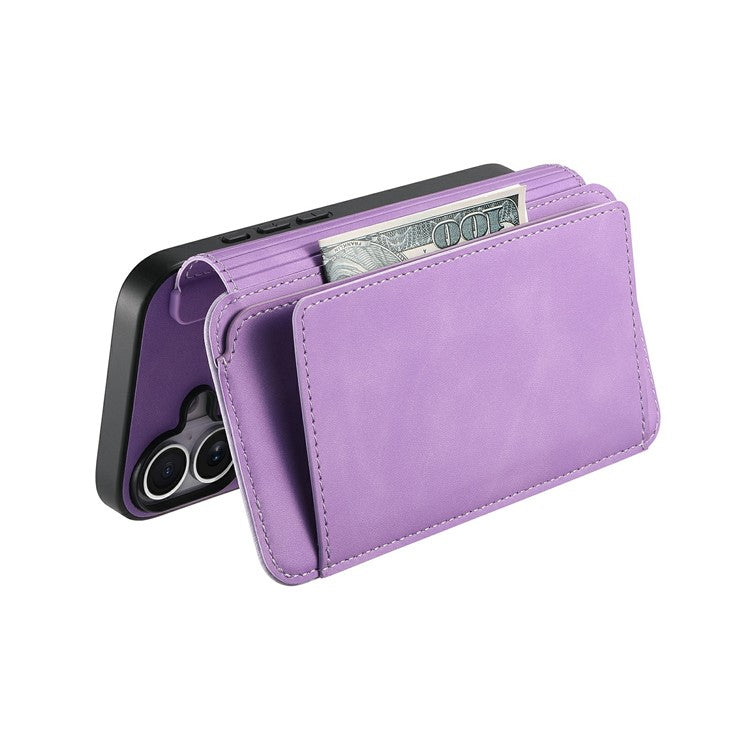 For iPhone 16 Case Detachable Magnetic Leather Wallet Phone Cover RFID Blocking - Purple