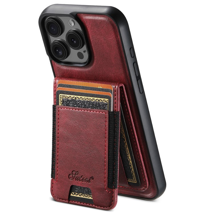 SUTENI H17 For iPhone 16 Pro Case Compatible with MagSafe Card Holder Kickstand Phone Cover - Red