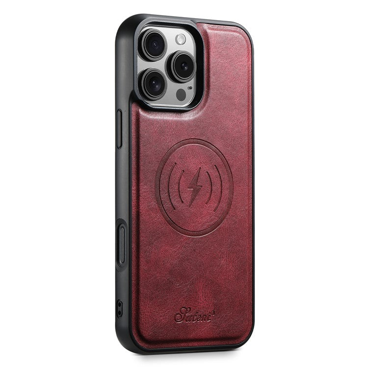 SUTENI H17 For iPhone 16 Pro Case Compatible with MagSafe Card Holder Kickstand Phone Cover - Red