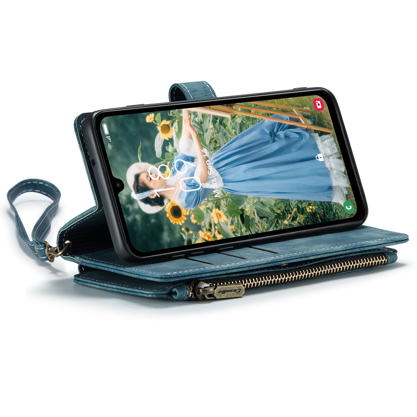 For Samsung Galaxy A16 5G / A16 4G Case CASEME C30 Series PU Leather 10 Card Slots Wallet Phone Cover - Blue