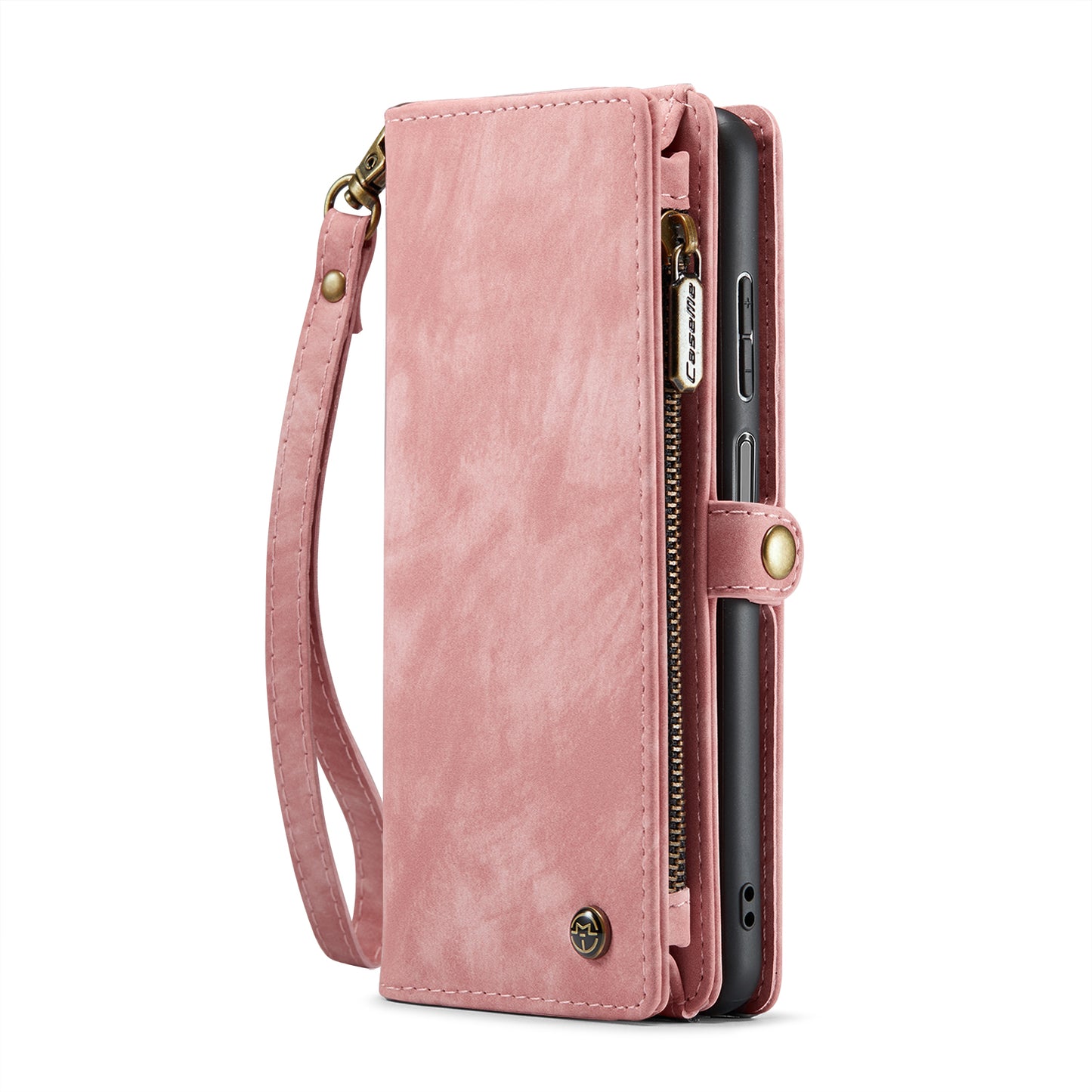 For Samsung Galaxy A16 5G / A16 4G Case CASEME 008 Series Detachable Leather Zipper Wallet Phone Cover - Pink