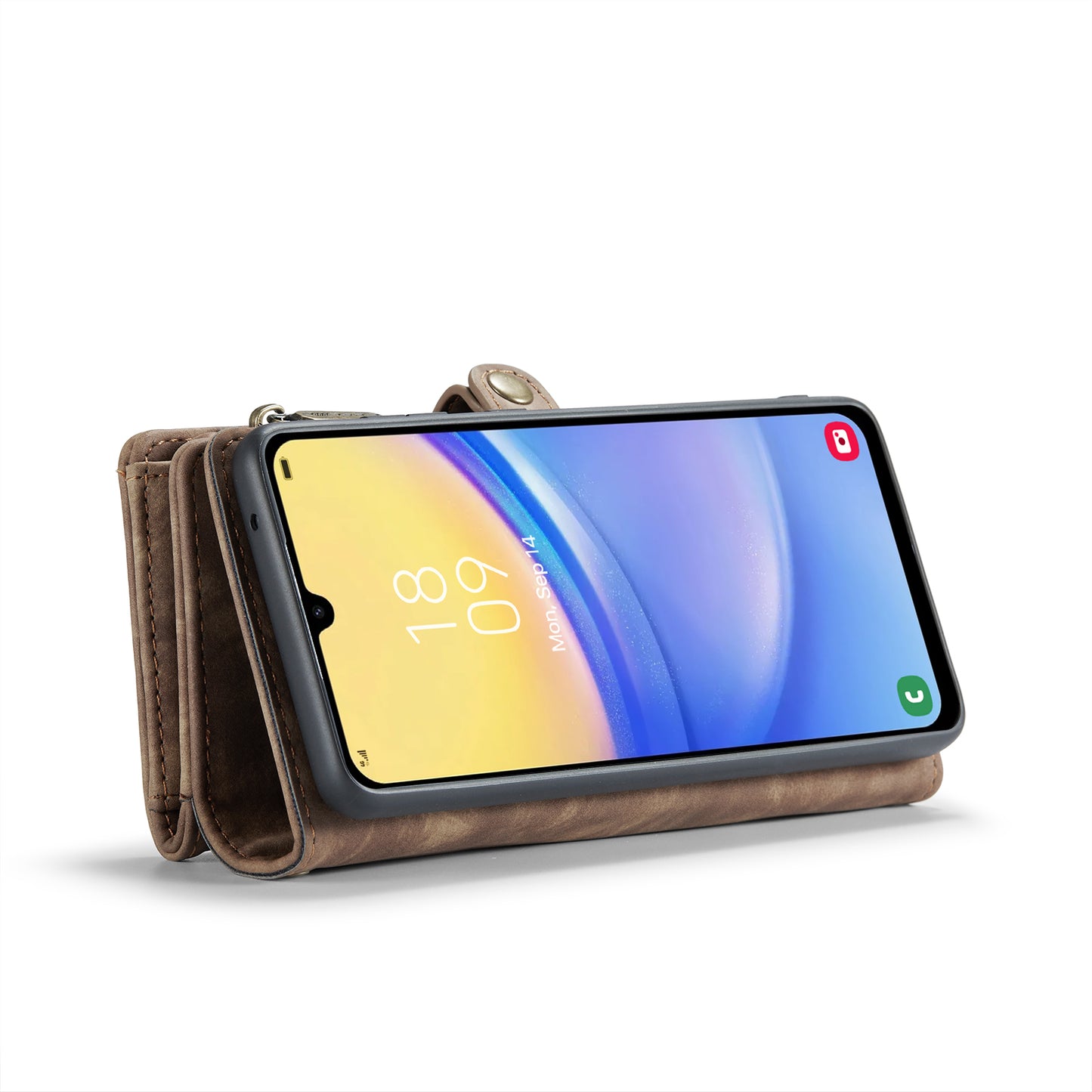 For Samsung Galaxy A16 5G / A16 4G Case CASEME 008 Series Detachable Leather Zipper Wallet Phone Cover - Brown