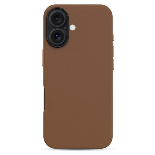 KZDOO Noble Collection Series For iPhone 16 Case PU+PC Shockproof Phone Cover - Brown