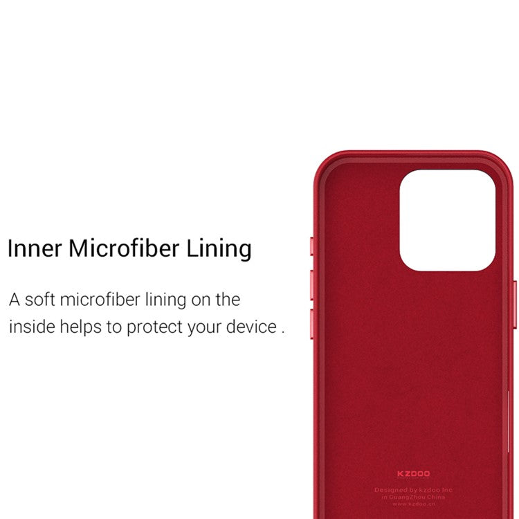 KZDOO Noble Collection Series For iPhone 16 Case PU+PC Shockproof Phone Cover - Red