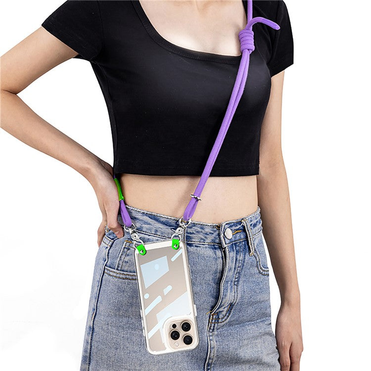 GKK For iPhone 16 Pro Clear Case Anti-Drop PC+TPU Phone Cover with Shoulder Strap - Purple