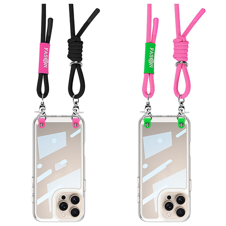 GKK For iPhone 16 Pro Clear Case Anti-Drop PC+TPU Phone Cover with Shoulder Strap - Purple